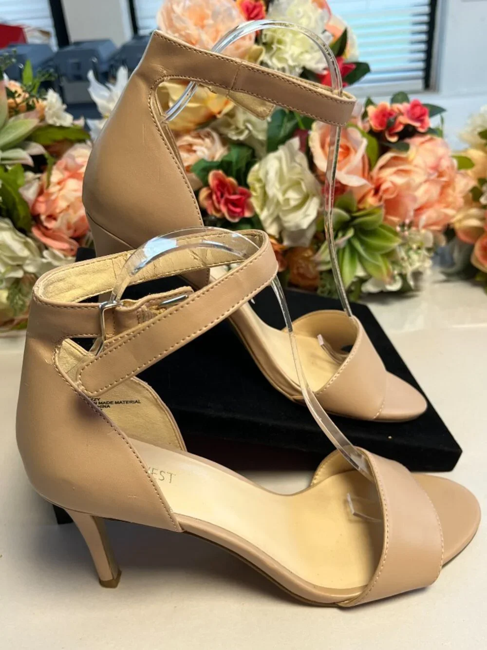 Nine West Nude Ankle Strap Stiletto Sandals Open Toe Dress Heels Women’s 8M